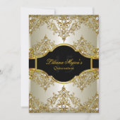 Gold Pearl  Glamor Quinceanera Invite 2 Kaart (Voorkant)