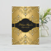 Gold Pearl  Glamor Quinceanera Kaart (Staand voorkant)