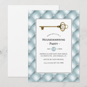  Gold Pearl Key Housewarming Party Kaart