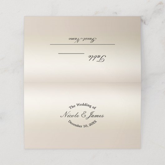 Gold Pearl Shimmer Elegante Trouwtafel Zitplaatsen Plaatskaartje (Buitenkant ongevouwen)