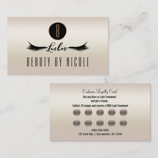 Gold Pearl Shimmer Wimpers Customer Loyalty Kaart (Voorkant / Achterkant)