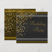 Gold Pearl Swirl Womans Black Gold Birthday Party Kaart (Voorkant / Achterkant)