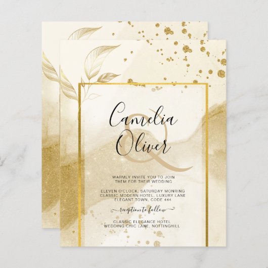 Gold Pearl WEDDING Alcohol INK Abstract LeahG (Voorkant / Achterkant)