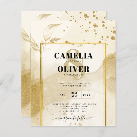 Gold Pearl WEDDING Alcohol INK Abstract LeahG (Voorkant / Achterkant)