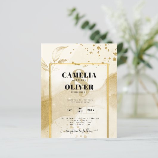 Gold Pearl WEDDING Alcohol INK Abstract LeahG (Staand voorkant)