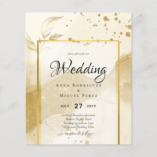 Gold Pearl WEDDING Alcohol INK Abstract LeahG Flyer (Voorkant)
