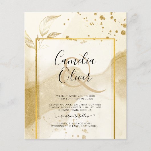 Gold Pearl WEDDING Alcohol INK Abstract LeahG Flyer (Voorkant)