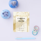 Gold Pearl WEDDING Alcohol INK Abstract LeahG Flyer (Enkel)