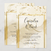 Gold Pearl WEDDING Alcohol INK Abstract LeahG Kaart (Voorkant / Achterkant)