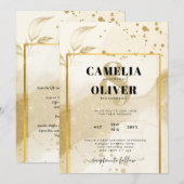 Gold Pearl WEDDING Alcohol INK Abstract LeahG Kaart (Voorkant / Achterkant)