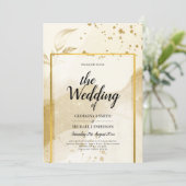 Gold Pearl WEDDING Alcohol INK Abstract LeahG Kaart (Staand voorkant)