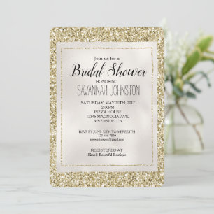Gold Pearl White Glitzy Glitter Kaart