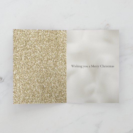 Gold Pearl White Glitzy Glitter Kerstmis Kaart (Binnen)