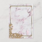 Gold Pearls Elegant Pink Marble Wedding Details Informatiekaartje (Achterkant)