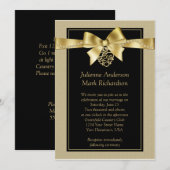 Gold Pearls en lint op uitnodiging voor een zwarte (Voorkant / Achterkant)