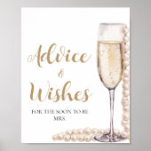 Gold Pearls en Prosecco Advies en Wensen Sign Poster (Voorkant)