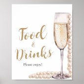 Gold Pearls en Prosecco Champagne Eten en Drinken Poster (Voorkant)