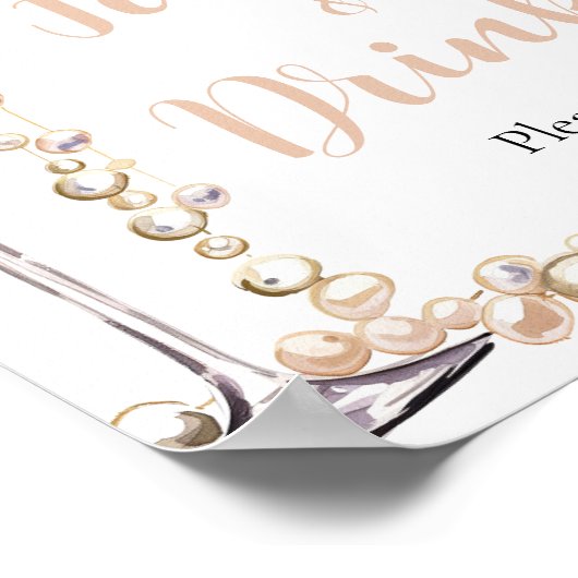 Gold Pearls en Prosecco Champagne Eten en Drinken Poster (Hoek)
