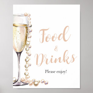 Gold Pearls en Prosecco Champagne Eten en Drinken Poster