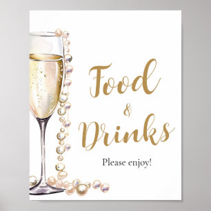 Gold Pearls en Prosecco Champagne Eten en Drinken Poster