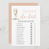 Gold Pearls en Prosecco Honey Do List Bruidsspel Kaart (Voorkant / Achterkant)