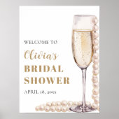 Gold Pearls en Prosecco Vrijgezellenfeest Poster (Voorkant)