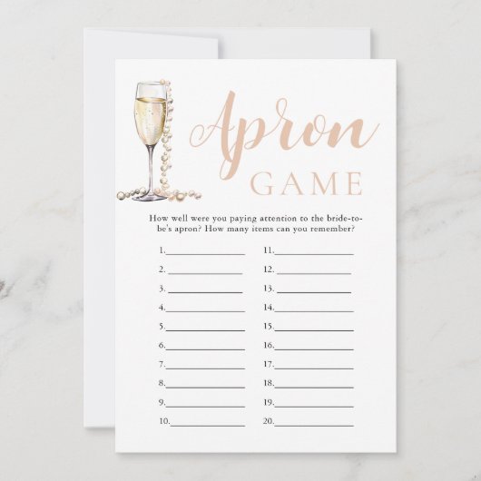 Gold Pearls en Prosecco Vrijgezellenfeest Schort s Kaart (Voorkant)