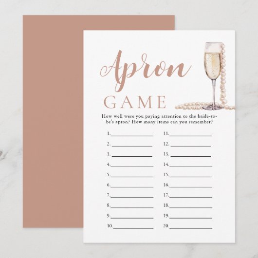 Gold Pearls en Prosecco Vrijgezellenfeest Schort s Kaart (Voorkant / Achterkant)