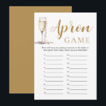 Gold Pearls en Prosecco Vrijgezellenfeest Schort s Kaart<br><div class="desc">De "Gold Pearls and Prosecco Vrijgezellenfeest Schort Game" is een charmante en interactieve activiteit die een vleugje elegantie toevoegt aan de viering. Tijdens het spel worden de gasten gepresenteerd met effen witte schorten en voorzien van een assortiment decoratieve materialen zoals gouden parels, stofmarkeringen en versieringen met Prosecco-thema. De gasten ontketenen...</div>