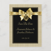 Gold Pearls lint op zwart Save The Date Aankondigingskaart (Voorkant)