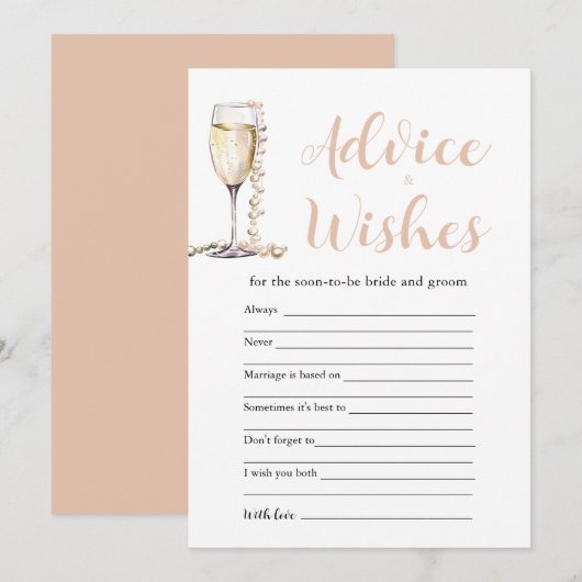 Gold Pearls & Prosecco Advies en Wensen Game Kaart (Voorkant / Achterkant)