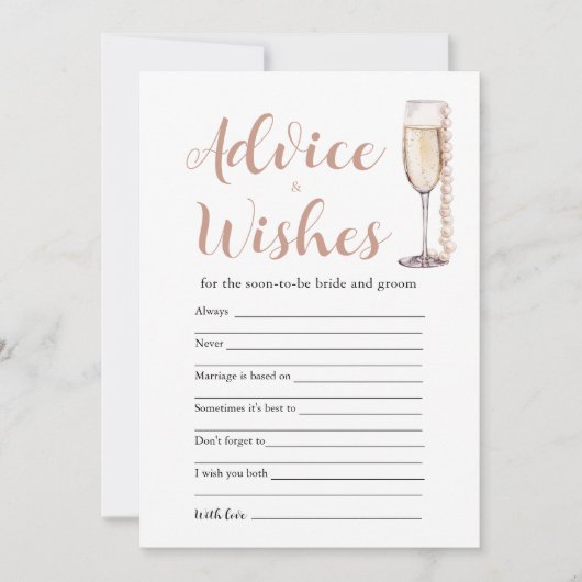 Gold Pearls & Prosecco Advies en Wensen Game Kaart (Voorkant)