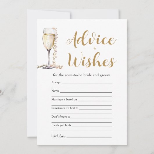 Gold Pearls & Prosecco Advies en Wensen Game Kaart (Voorkant)
