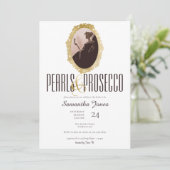 Gold Pearls & Prosecco Brunch Bubble Vrijgezellenf Kaart (Staand voorkant)