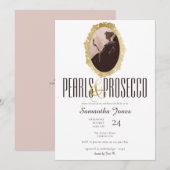 Gold Pearls & Prosecco Brunch Bubble Vrijgezellenf Kaart (Voorkant / Achterkant)