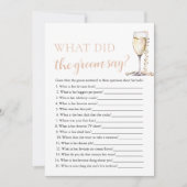 Gold Pearls & Prosecco Wat zei de bruidegom spel Kaart (Voorkant)