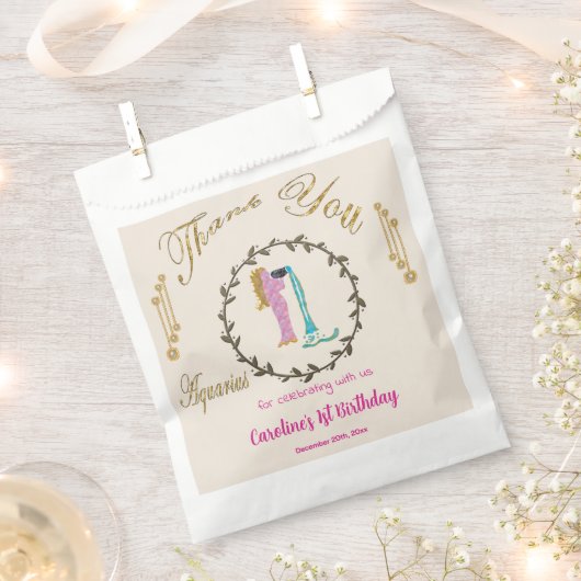 Gold & Pearls Waterman 1e verjaardag Dank u Bedankzakje (Geknipt)