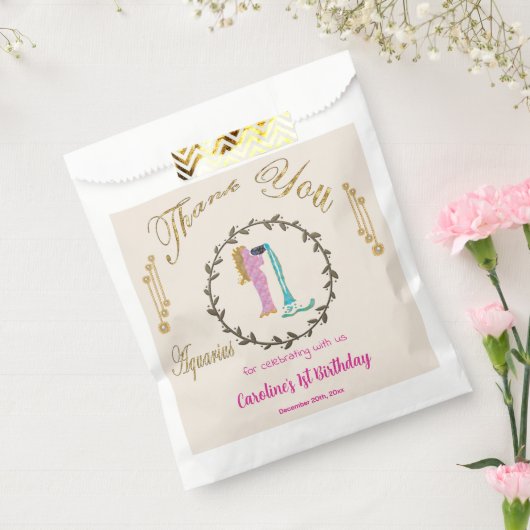 Gold & Pearls Waterman 1e verjaardag Dank u Bedankzakje (Gezegeld)