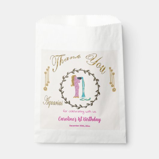 Gold & Pearls Waterman 1e verjaardag Dank u Bedankzakje (Voorkant)