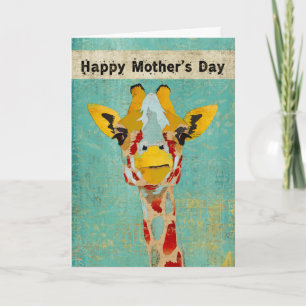 Gold Peeking Giraffe Moederdag Kaart