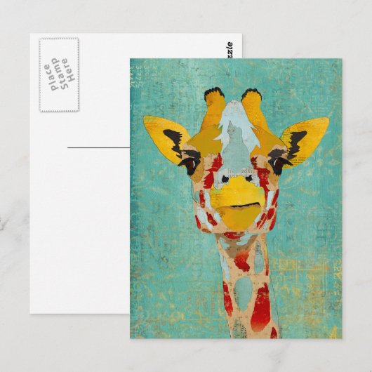Gold Peeking Giraffe Postcard Briefkaart (Voorkant / Achterkant)