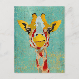 Gold Peeking Giraffe Postcard Briefkaart