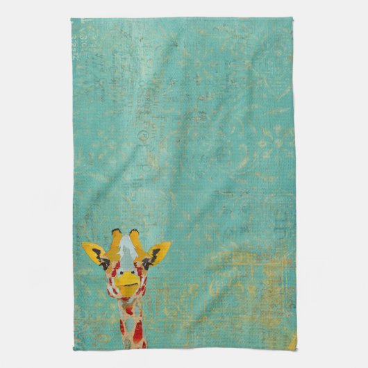 Gold Peeking Giraffe Towel Theedoek (Verticaal)