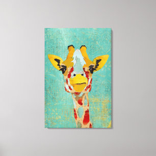 Gold Peking Giraffe Art Canvas Afdruk