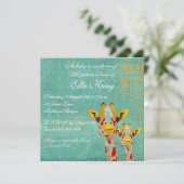 Gold Peking Giraffe Baby Uitnodiging (Staand voorkant)