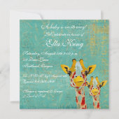 Gold Peking Giraffe Baby Uitnodiging (Voorkant)