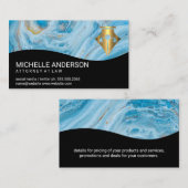 Gold Pen | Rechtenschaal Logo | Blauwe marmer Visitekaartje (Voorkant / Achterkant)