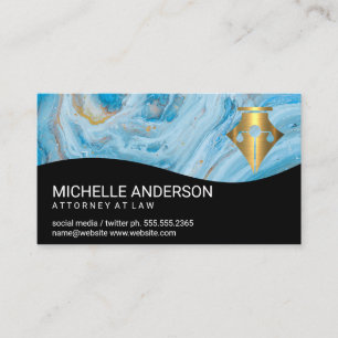 Gold Pen Rechtenschaal Logo Blauwe marmer Visitekaartje