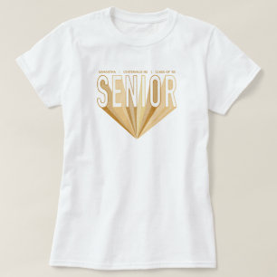 Gold Pencil Sketch Senior Radiating Letters T-shirt
