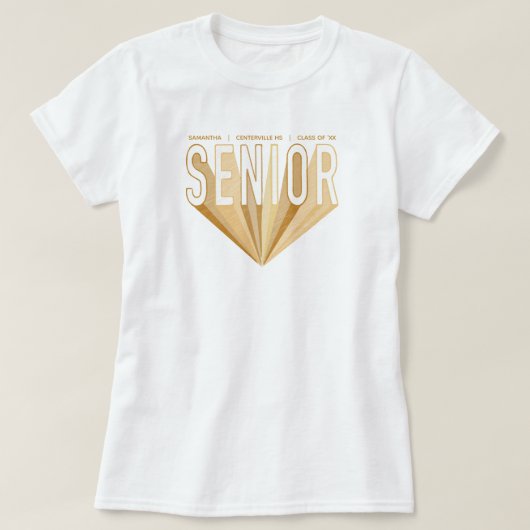 Gold Pencil Sketch Senior Radiating Letters T-shirt (Design voorkant)